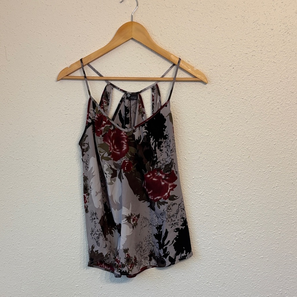 Sparkle & Fade Floral Camisole - Black, Red, and Gray